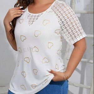 SHEIN white and gold heart top